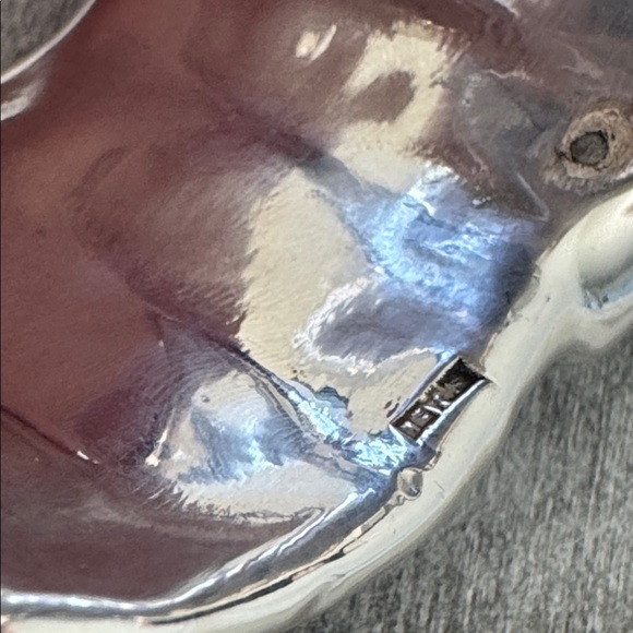 E&L Israel Sterling Silver Electroform Hammered Bangle Wide Statement Bracelet - Picture 7 of 9